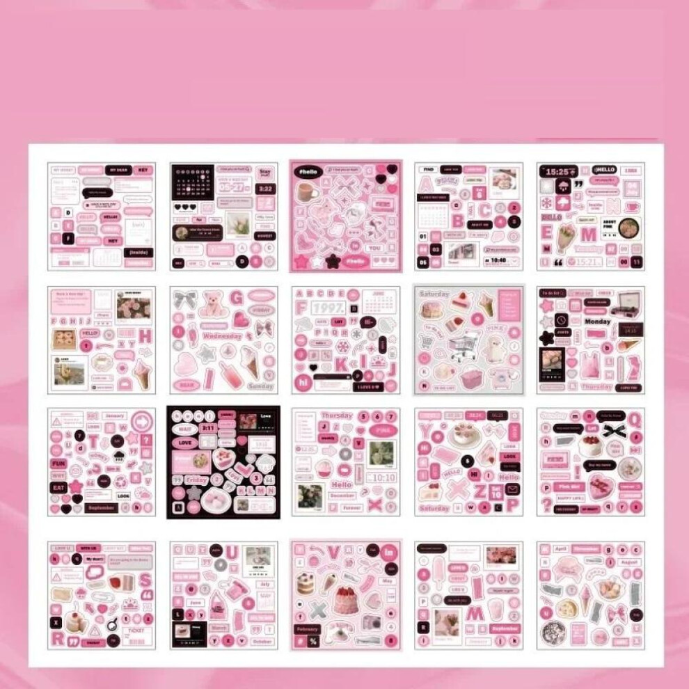 (Pink) Cute Magazine Scrapbooking Stickers Book DIY Junk Journal Material Decoration Album Diary Korea Stationery Sticker