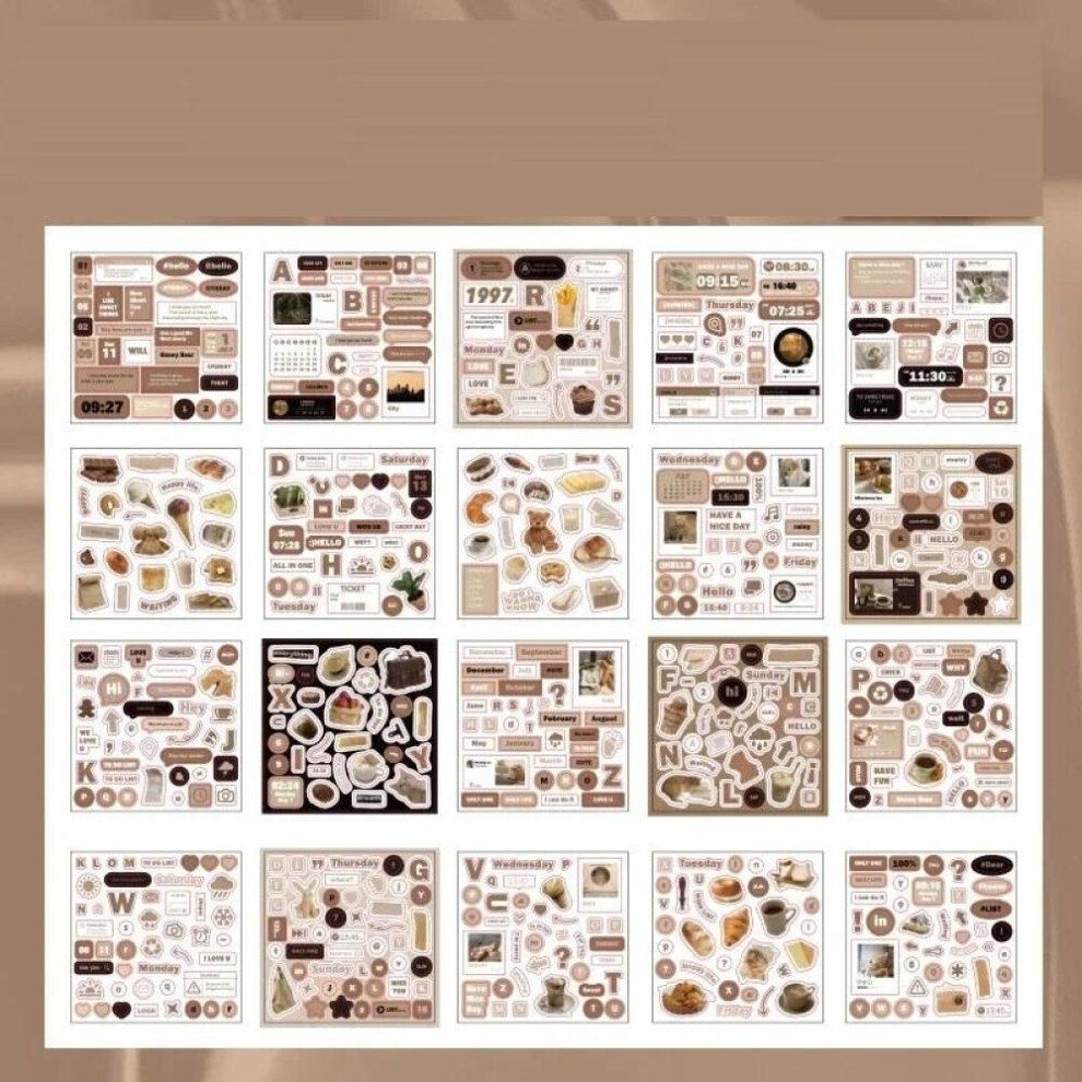 (Tan) Cute Magazine Scrapbooking Stickers Book DIY Junk Journal Material Decoration Album Diary Korea Stationery Sticker