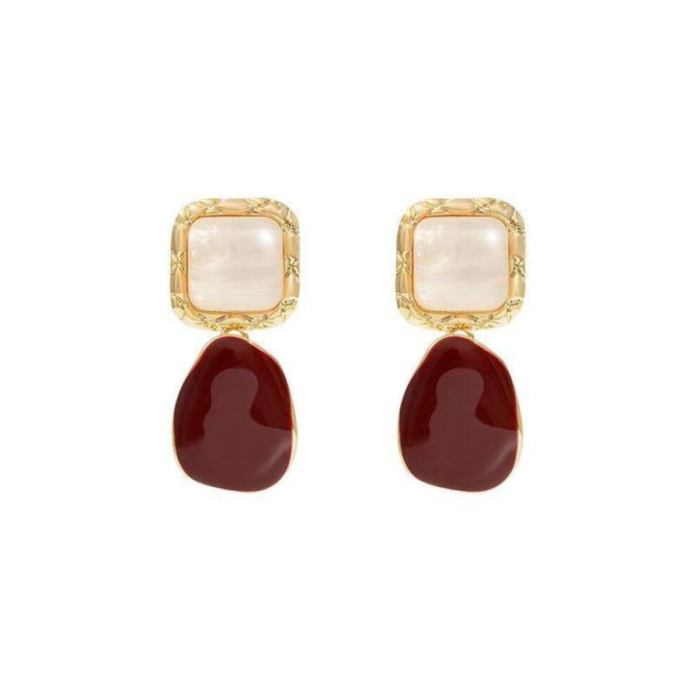 French Retro Elegant Water Drop Wine Red Female Earrings Ladies Earrings Christmas Gift Jewelry