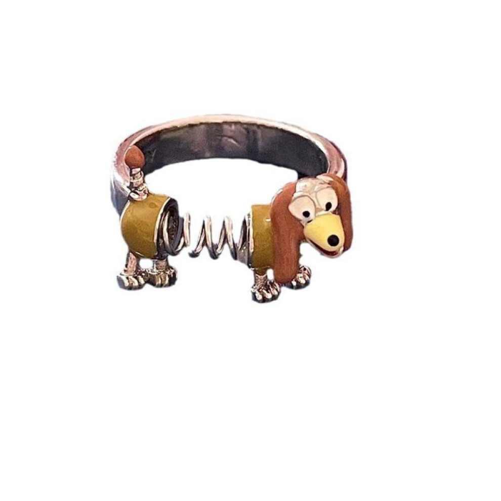 Adjustable Cartoon Fun Spring Dog Ring for Women Men Cute Animal Jewelry Accessories Party Gift