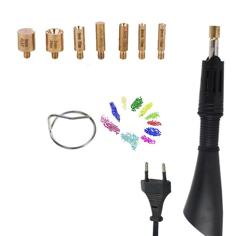(Black) Fast Heated Rhinestone Hot Fix Applicator Heat-fix Tool Garment Diamond Drill Pen With 7 Tips