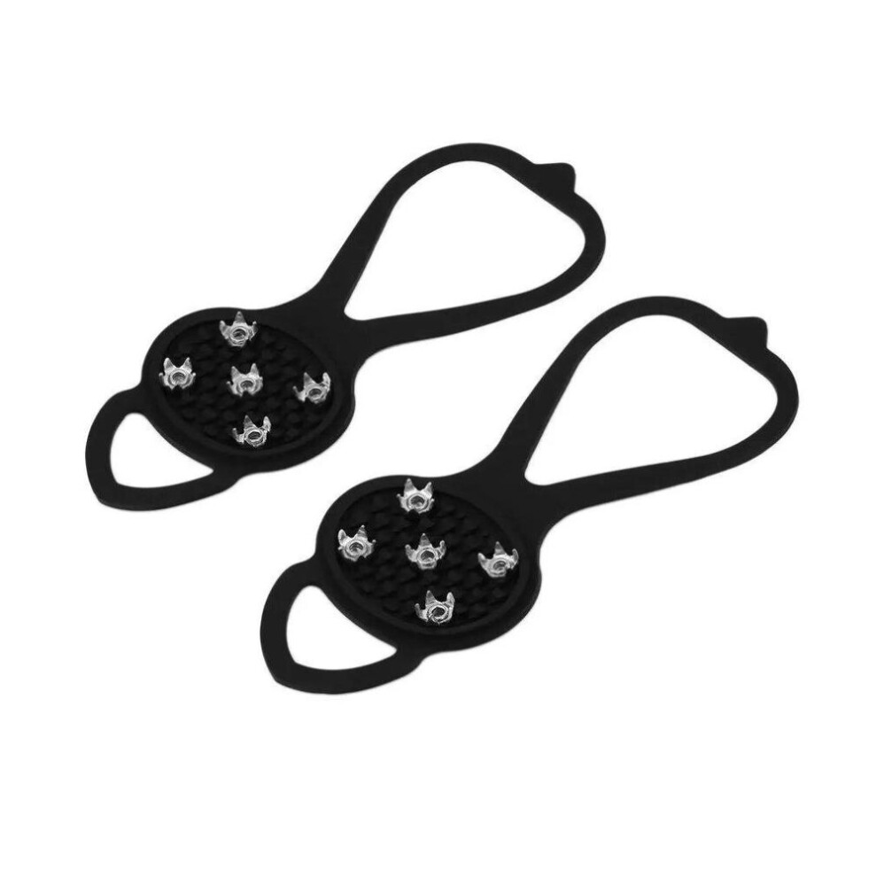 1pair Anti Slip Snow Ice Climbing Spikes Gripper Cleats 5-Stud Shoes Cover Insoles Camping Hiking Sports Entertainment