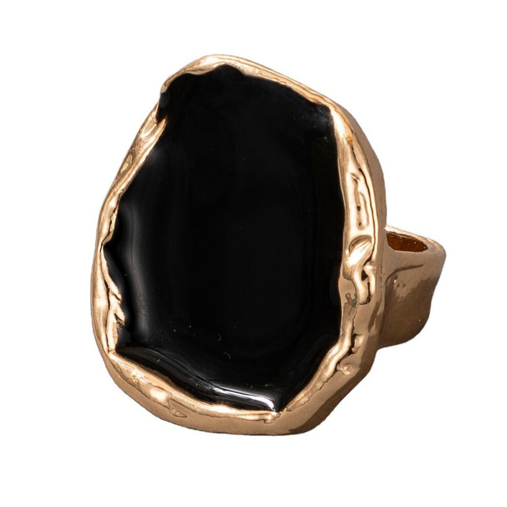 (Gold) Fashion Women Ring Enamel Rings Punk Classic Black Enamel Ring Vintage Irregular Ring Jewelry Gift