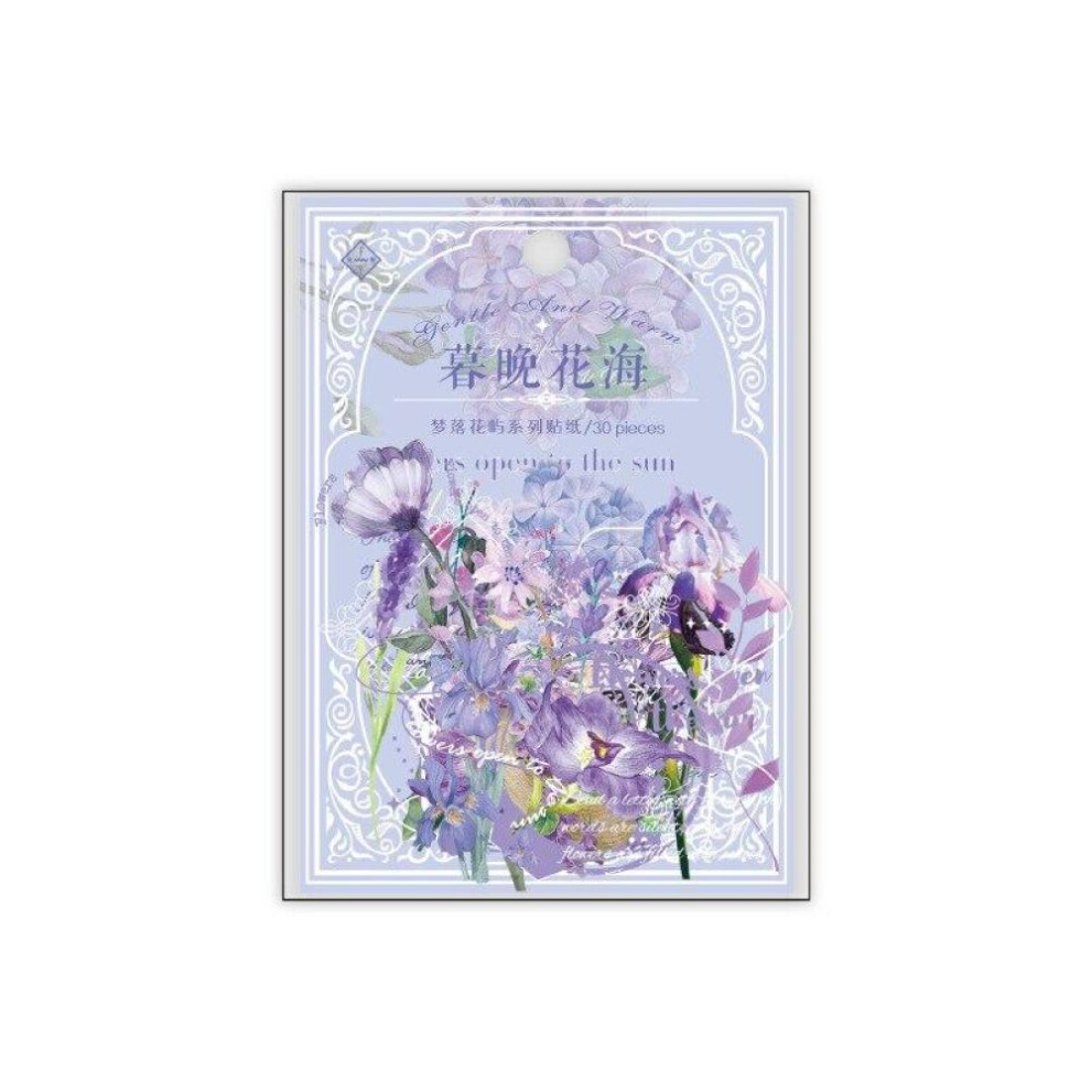 (Purple) 30pcs/1lot kawaii Stationery Sticker Dreaming of Flower Diary Planner junk journal Decorative Scrapbooking DIY Craft Sticker YSL