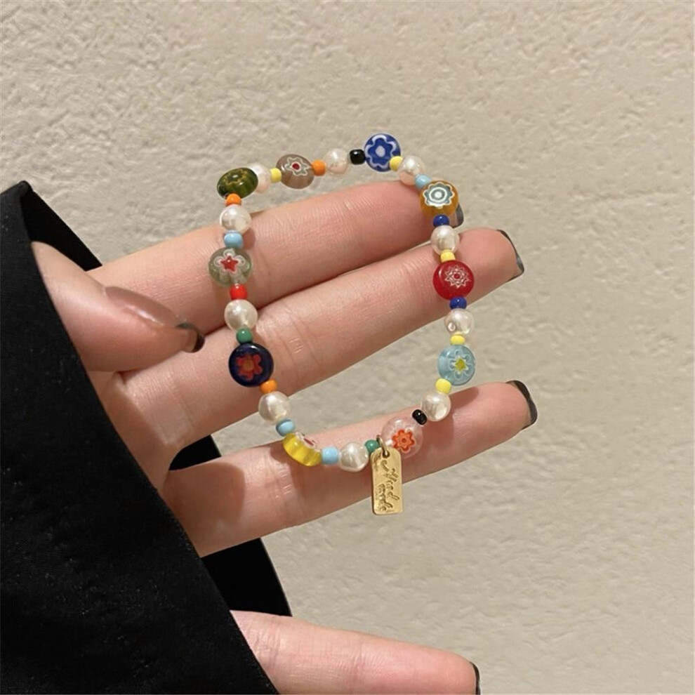 Colorful Women Resin Bead Bracelet Cute Funny Cartoon Handmade Beaded Friendship Bracelet Light Luxury Popular Jewelry Gift