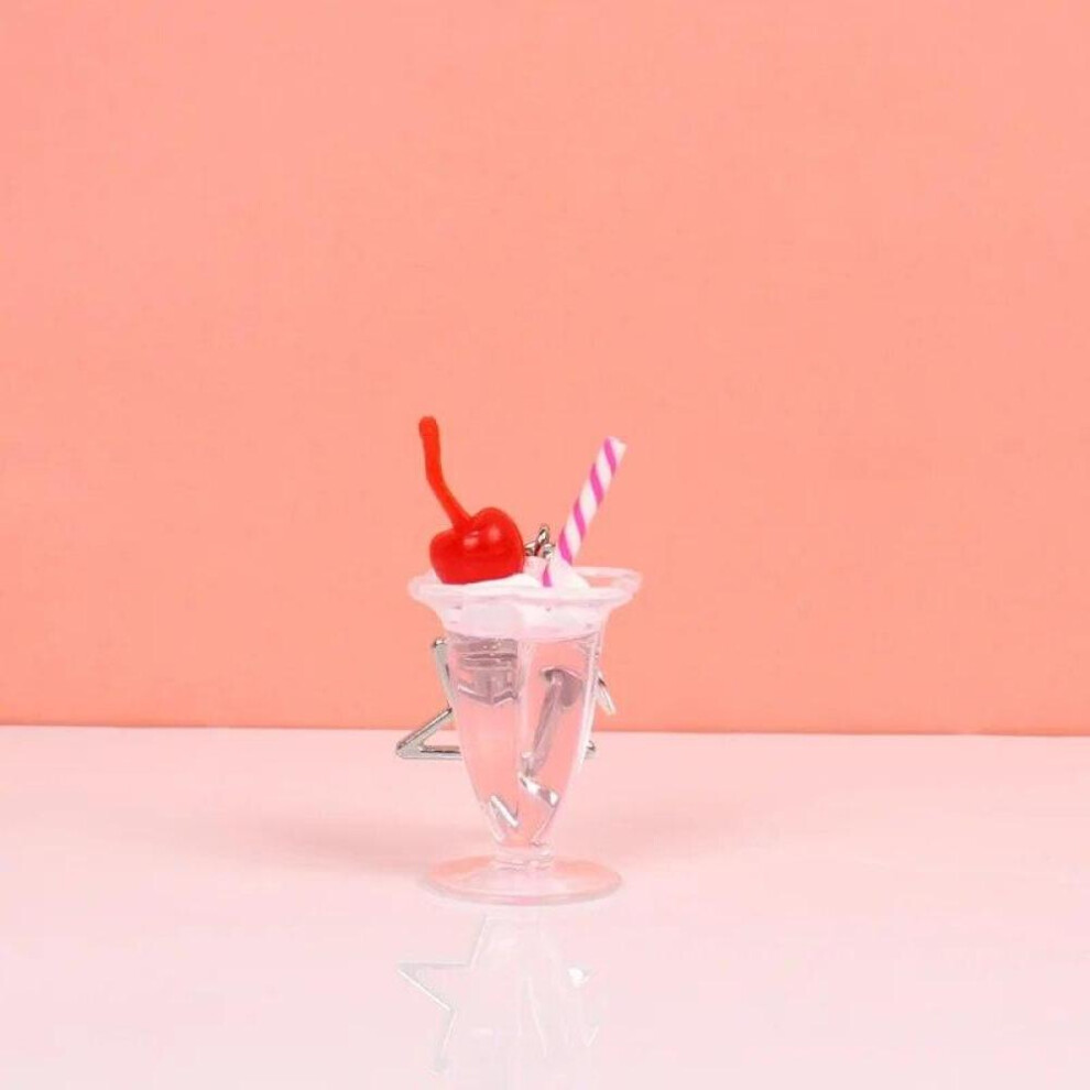 (Pink) Cute Ice Cream Star Pendant Simulated Food, Fruit, Dessert, Cake Cup Pendant Bag, Pendant, Girl Gift