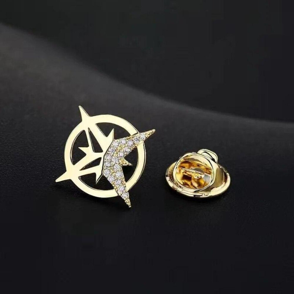 (Gold) Star Brooch Men&apos;s Suit Brooch Shirt Collar Button Boutique Charms Brooch Jewelry Fashion Personality Badge  Anti-light Buttons