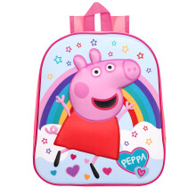 Peppa Pig Rainbow 3D EVA Backpack - Pink/Blue, Nursery & Primary School Bag, Secure Zip, Carry Handle, Official Licensed