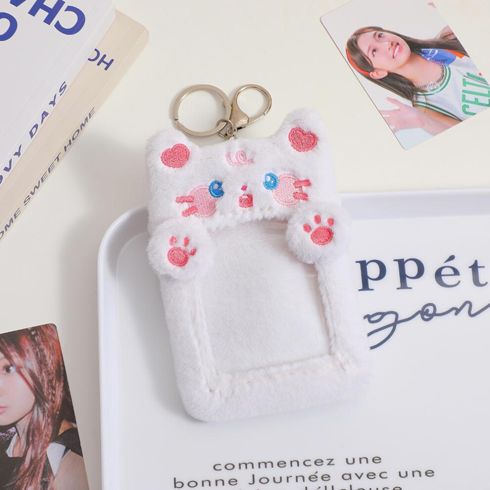(cat) 2023 Kawaii Cartoon Photocard Holder Animal Series Soft Plush 3 Inch Kpop Photo Card Holder Bag Pendant School Stationery