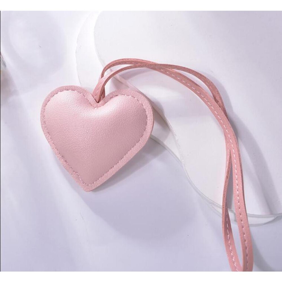 (Pink) New Free Custom Initial Letters Genuine Leather Keychain For Women Key Ring Chain Female Keyring