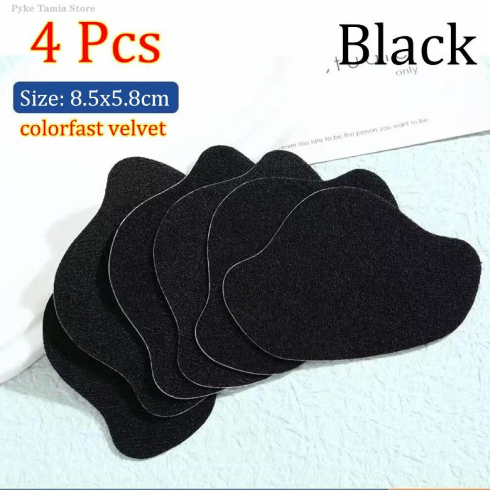 (Black) 4Pcs Sports Shoes Repair Stickers Heel Protector Anti-Wear Repair Holes Self-adhesive Patches Insoles Pad Foot Care Insert