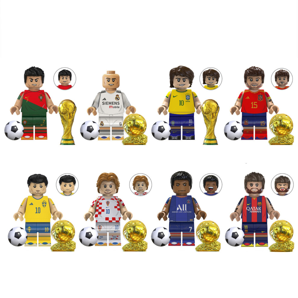 (8pcs-C) Fit Lego World Cup football stars building block minifigures Kids Gifts Toys