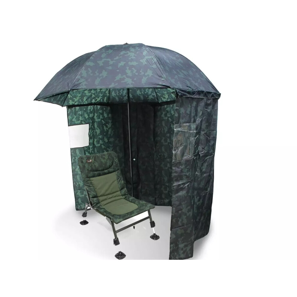 Fishing Umbrella &CAMO Chair Combo Umbrella 45in with Side & Seat Carp Camping