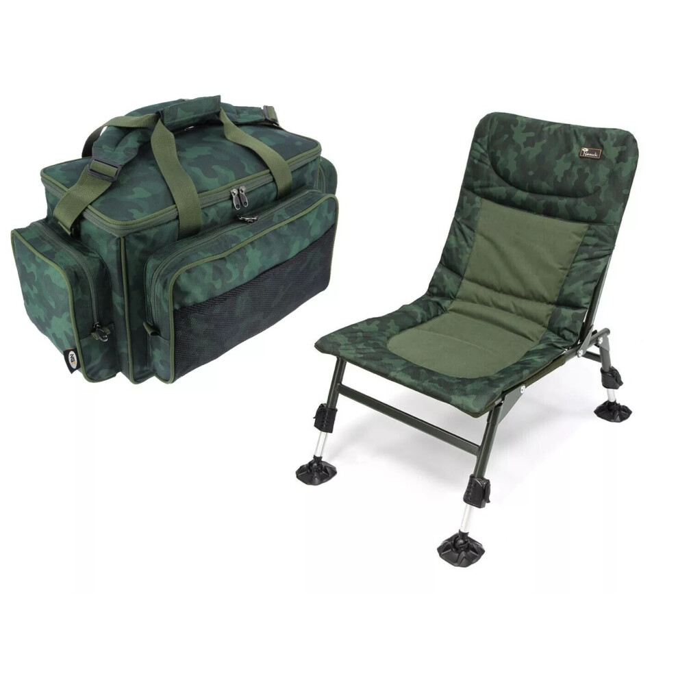 CARP FISHING Nomadic Chair with Adjustable Legs & NGT CARRYALL BAG 709C- CAMO
