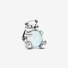 Pandora Sterling Silver Polar Bear Blue Opal Slide Charm 793589C01