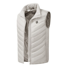 (Beige, UK Size S) (Red, UK Size 3XL) Heated Vest Warm Winter Warm Electric USB Jacket Men Women Heating Coat Thermal