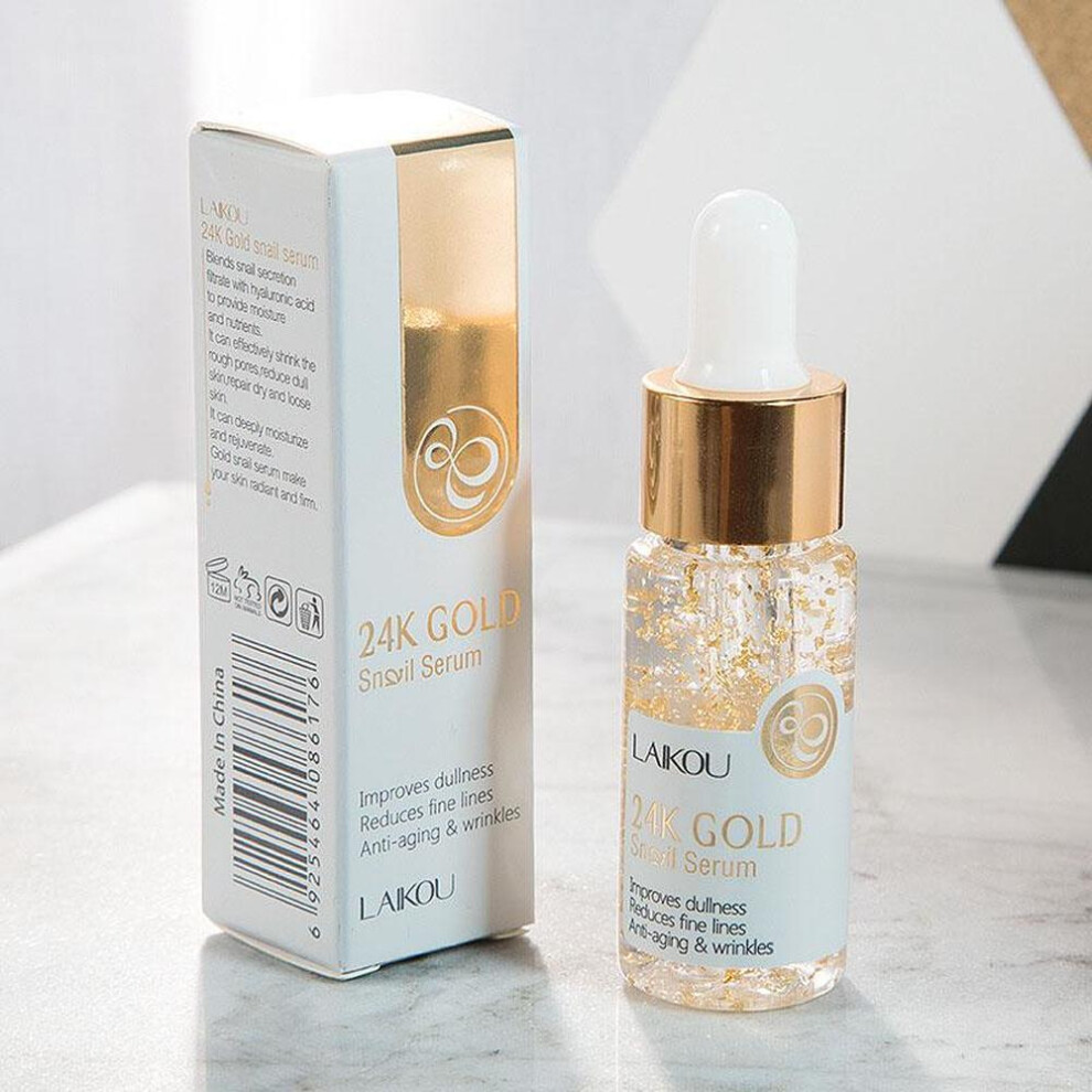 LAIKOU 24K Gold Snail Anti-Aging Face Serum Hyaluronic Acid Whitening Essence Nicotinamide Moisturizing Brighten Tighten Skin