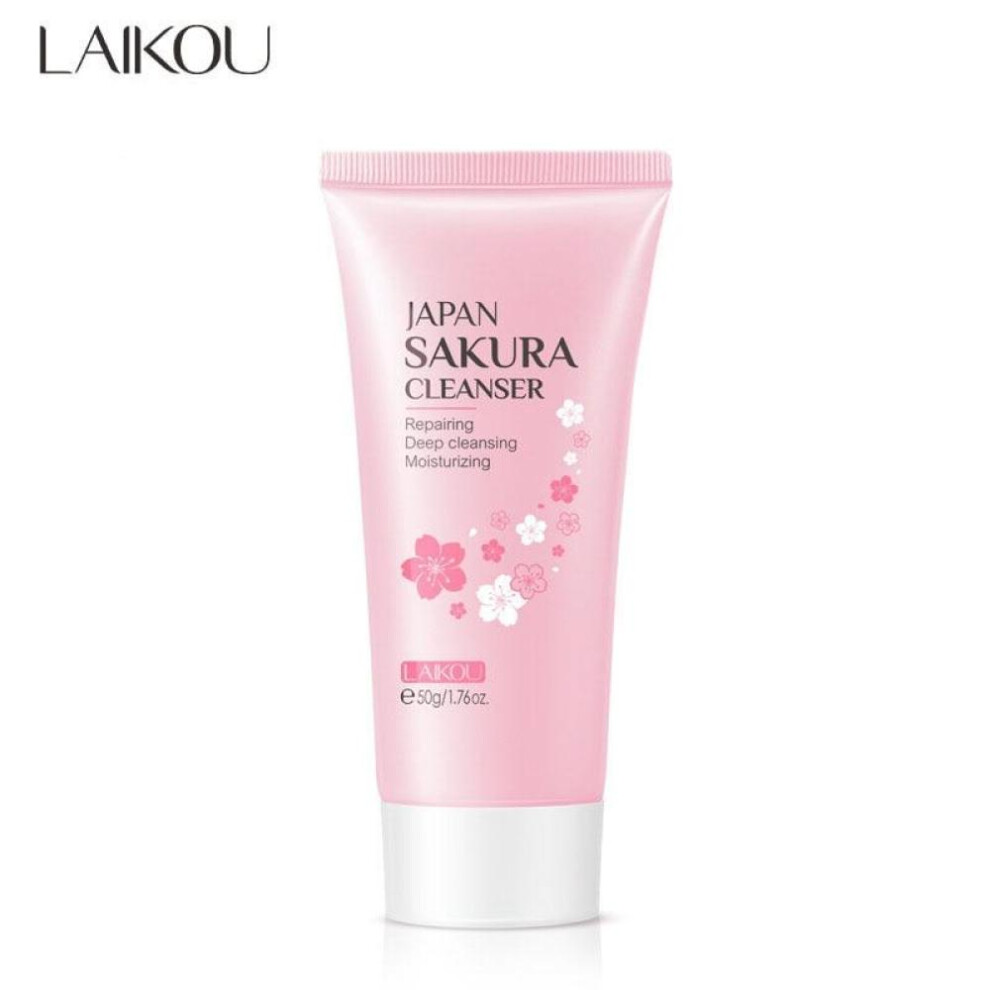 LAlKOU Sakura Gentle Cleansing Facial Cleanser Shrink Pores Deep Clean Oil Control Remove Blackhead Moisturizing Skin Care
