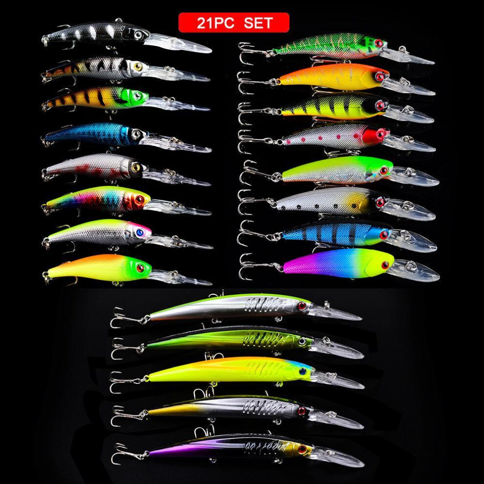 21 Lure bait sets mixed with hard bait, approximately 255g, can be freely paired with flipping bass to eat all