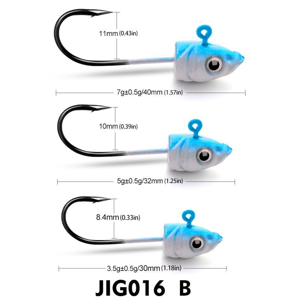 (7g (5 pieces/pack), Blue) Lure Lead Head Hook, Fish Head Soft Fish Lead Head Hook, Anti Hanging Bottom Luya Hook 3.5g 5g 7g JIG Fish Hook for Soft Bait