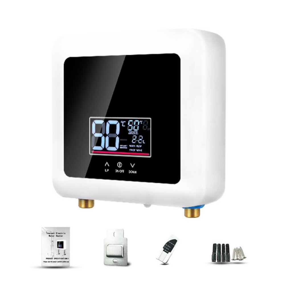 (220V-7500W, Black) Instant Water Heater 7500W Mini Electric Tankless Water Heater Wall-Mounted LED Display Support