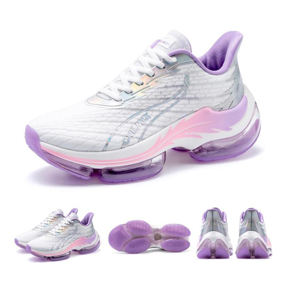 (Light Purple, 39) ONEMIX Fashion Running Shoes for Men Air Cushion Athletic Couple Trainers Sport Runner Shoes Outdoor Women Walking Sneakers