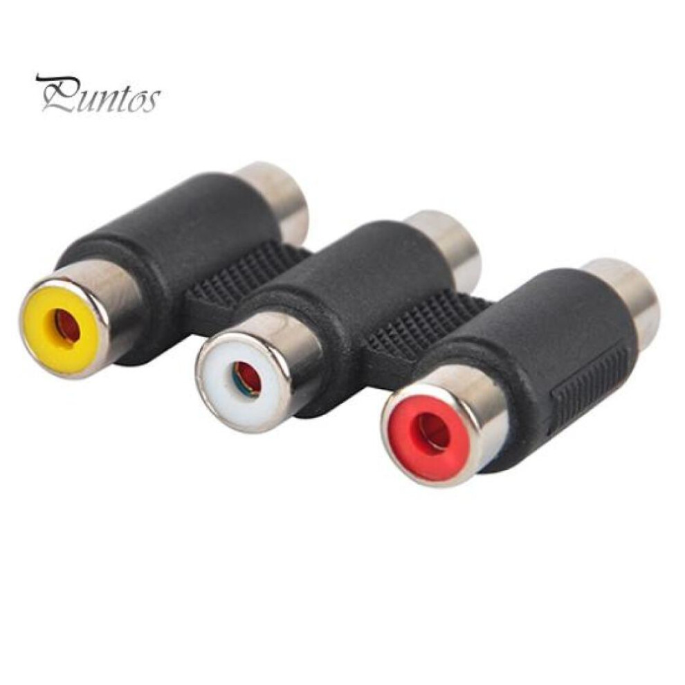 3 RCA AV Audio Video Female to Female Coupler Adapter Extension Cable Component