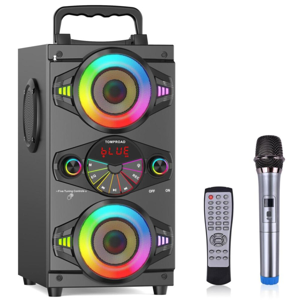 Toproad 60W Bluetooth Speakers Portable Wireless Loud Boombox Outdoor Home Party Speaker With Subwoofer Fm Radio Led Lights Microphone Remote Control 6406355037946
