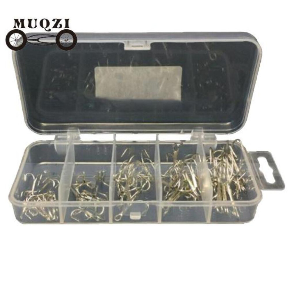 50Pcs Sharpened Fishing Treble Hooks Carbon Steel Fishing Tackles with Plastic Box