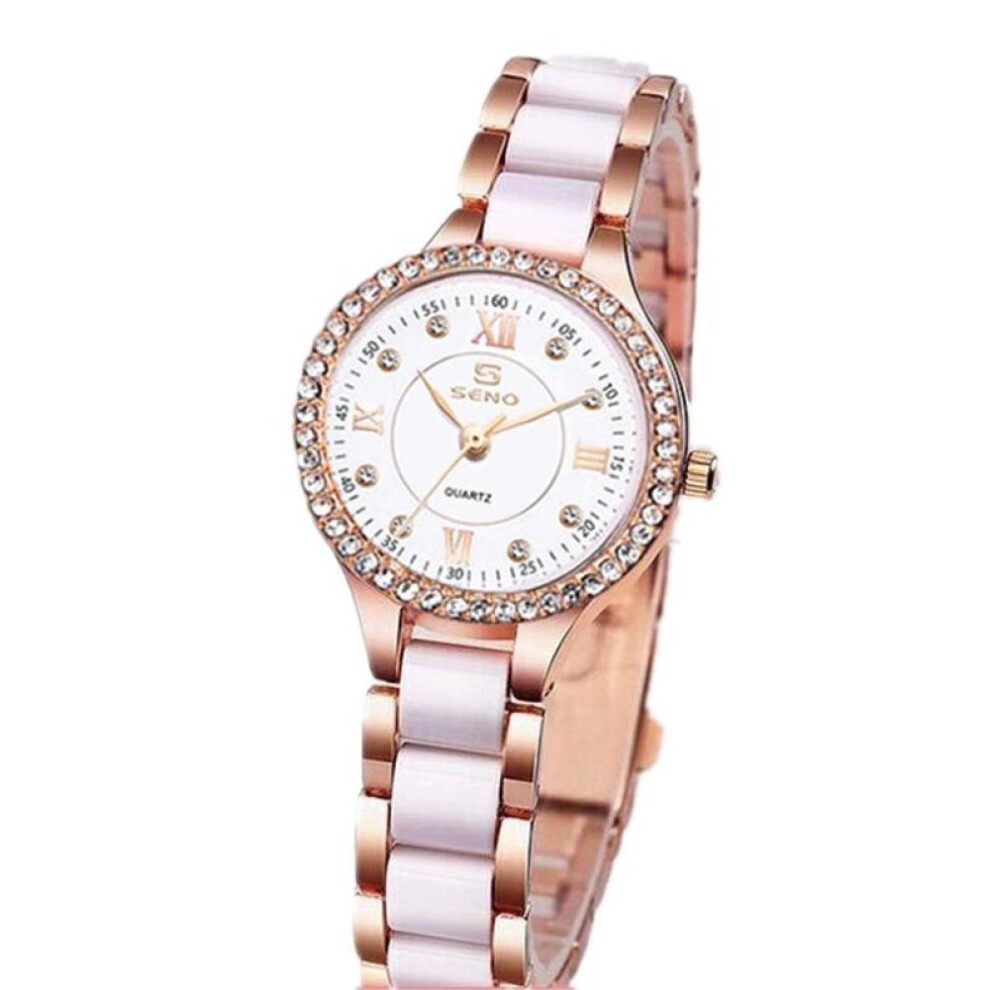 (Rose Gold) Inlaid Brick Fashion Women Quartz Watch