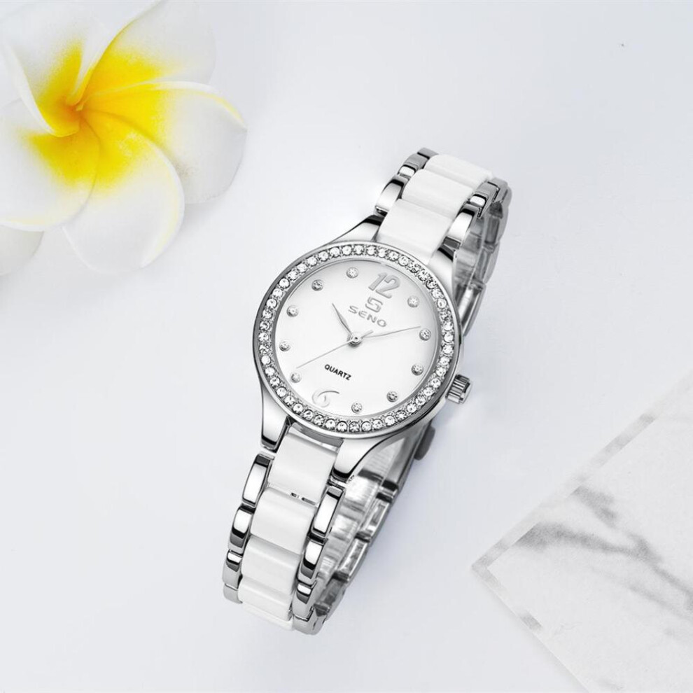 (Silver) Inlaid Brick Fashion Women Quartz Watch
