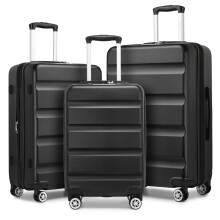 (19/24/28 inch ) Black Expandable ABS Hard Shell Suitcase TSA Lock Double Wheels