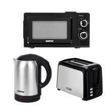 Geepas 2 Slice Bread Toaster,1.8L Kettle & 20L Manual Microwave Set