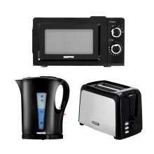 Geepas 2 Slice Bread Toaster,1.7L Kettle & 20L Manual Microwave Set