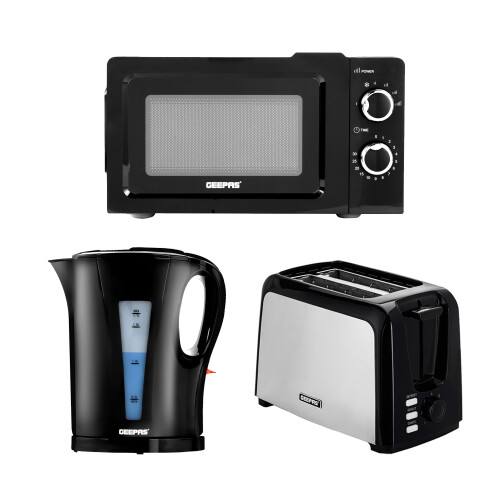 GEEPAS Geepas 2 Slice Bread Toaster,1.7L Kettle & 20L Manual Microwave Set