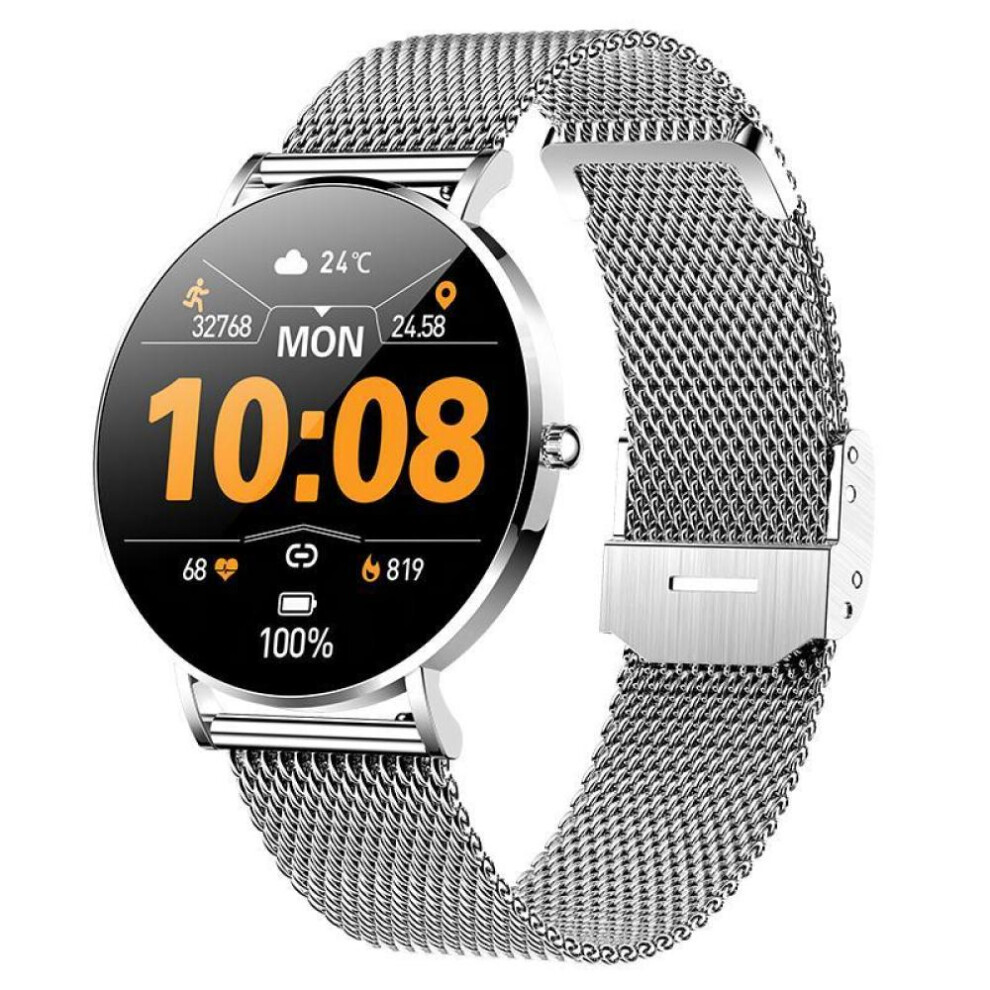 (Silver, Milan Net) 2024 New Ultra Thin Smart Watch Women 1.36" AMOLED 360*360 HD Pixel Display Always Show Time Call Reminder Smartwatch Ladies+Box
