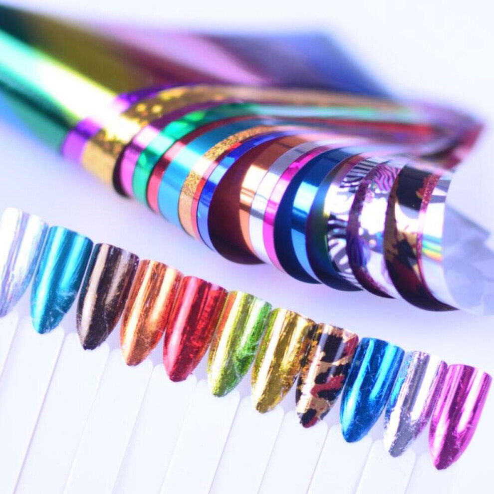 24Pcs Holographic Laser Nail Art Foils Starry Star Transfer Stickers Wrap DIY