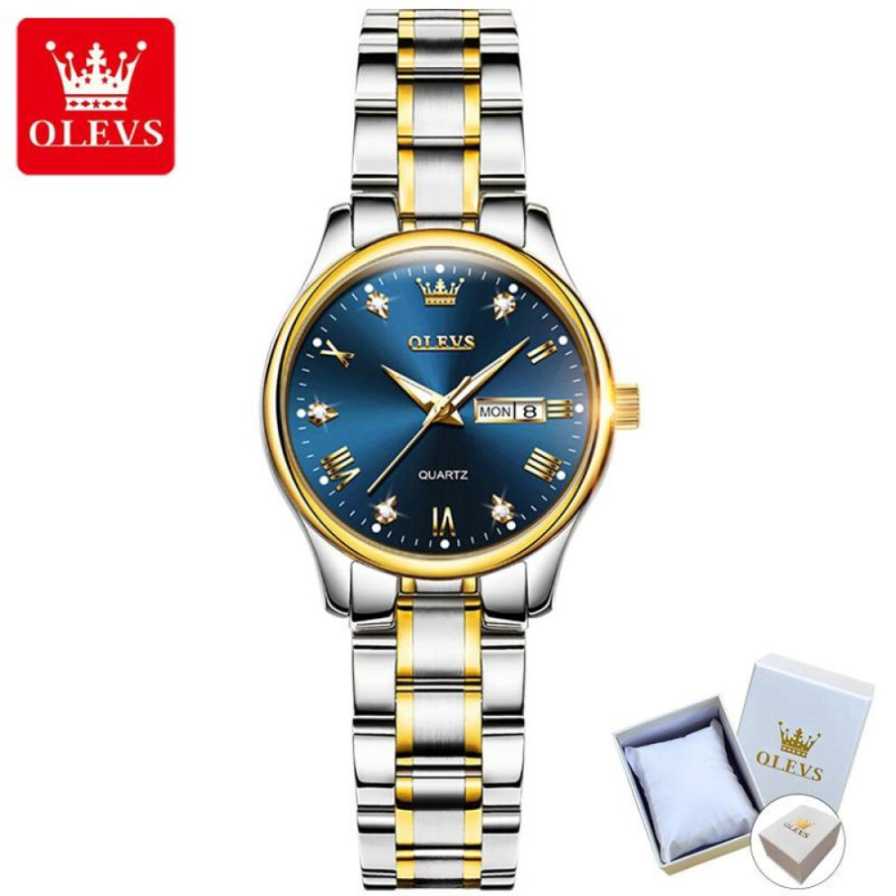 Olevs (Blue) 5563 With Gift Box Watch Quartz Watch Trend Diamond Fashion Waterproof Luminous Ladies Watch Blue