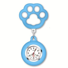 (Blue) Cute Cat Paw Nurse Watch Brooch With Clip Retractable Telescopic Nurse Doctor Paramedic Pocket Watch