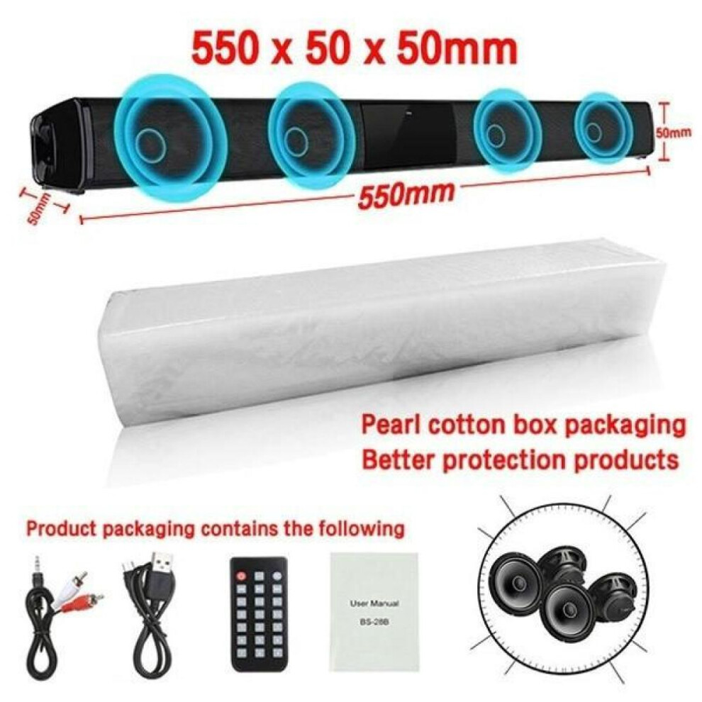 TV Soundbar Wired and Wireless Bluetooth Speaker Home Cinema Sound System Stereo Surround with FM Radio Music Center boombox