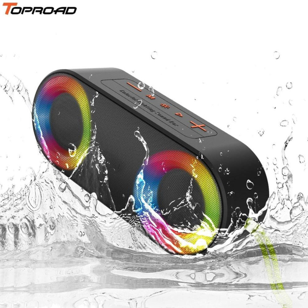 TOPROAD Waterproof Bluetooth Speakers IP65 Portable Wireless Stereo Bass Boombox Subwoofer Column Support FM Radio LED RGB Lights
