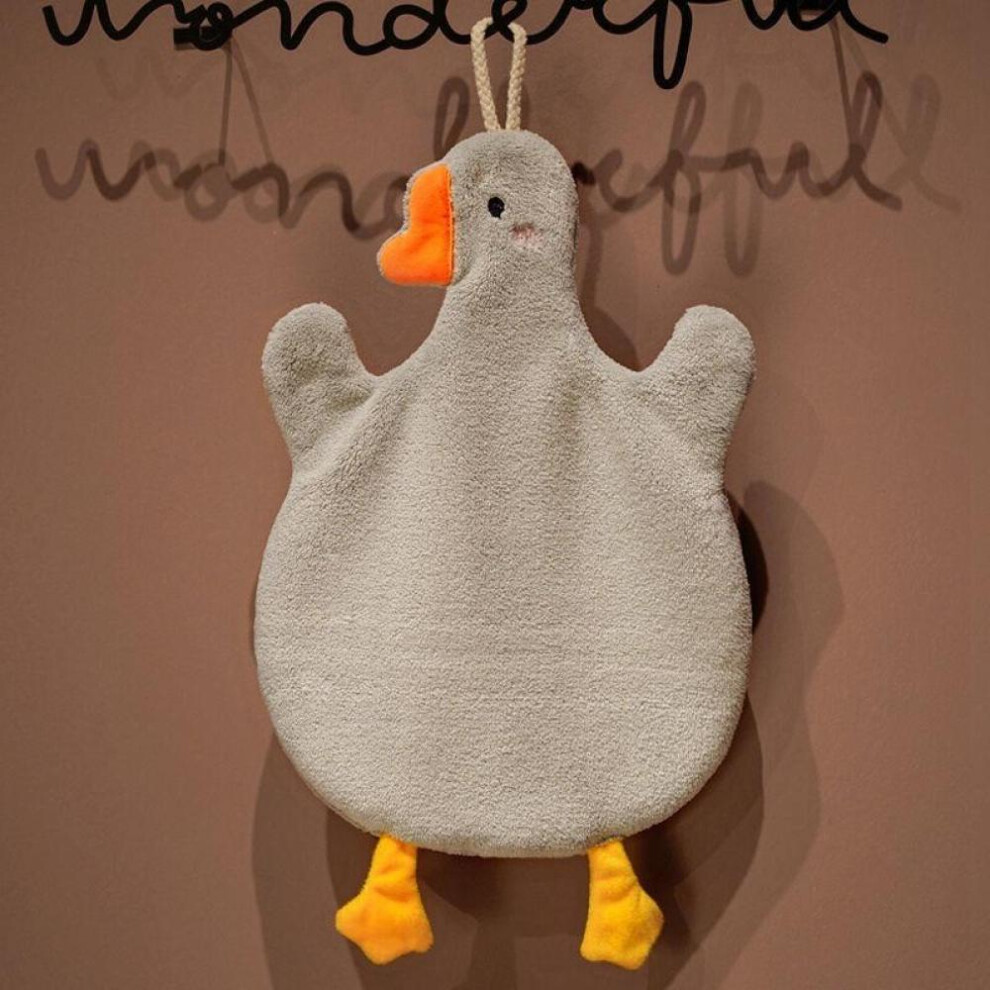 (Grey) Duck Hand Towel Goose Towels Hand Towel Washcloth for Children Kids Cute Samll Towels Strong Water Absorption Children Cartoon