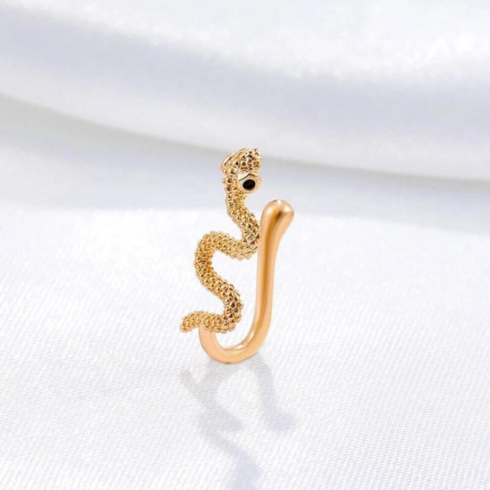 (Gold) 1Pcs Snake Nose Ring For Women Gold Silver Color Non Piercing Stainless Steel Nose Clip Fake Septum Piercing Jewelry