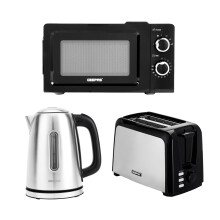 Geepas 2 Slice Bread Toaster, 1.7L Kettle & 20L Manual Microwave Set