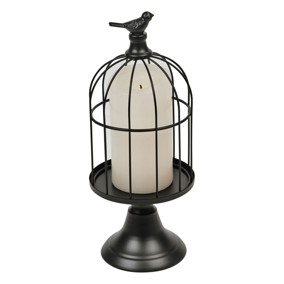 (1) Black Metal Wire Bird Cage Tealight Candle Holder Centrepiece