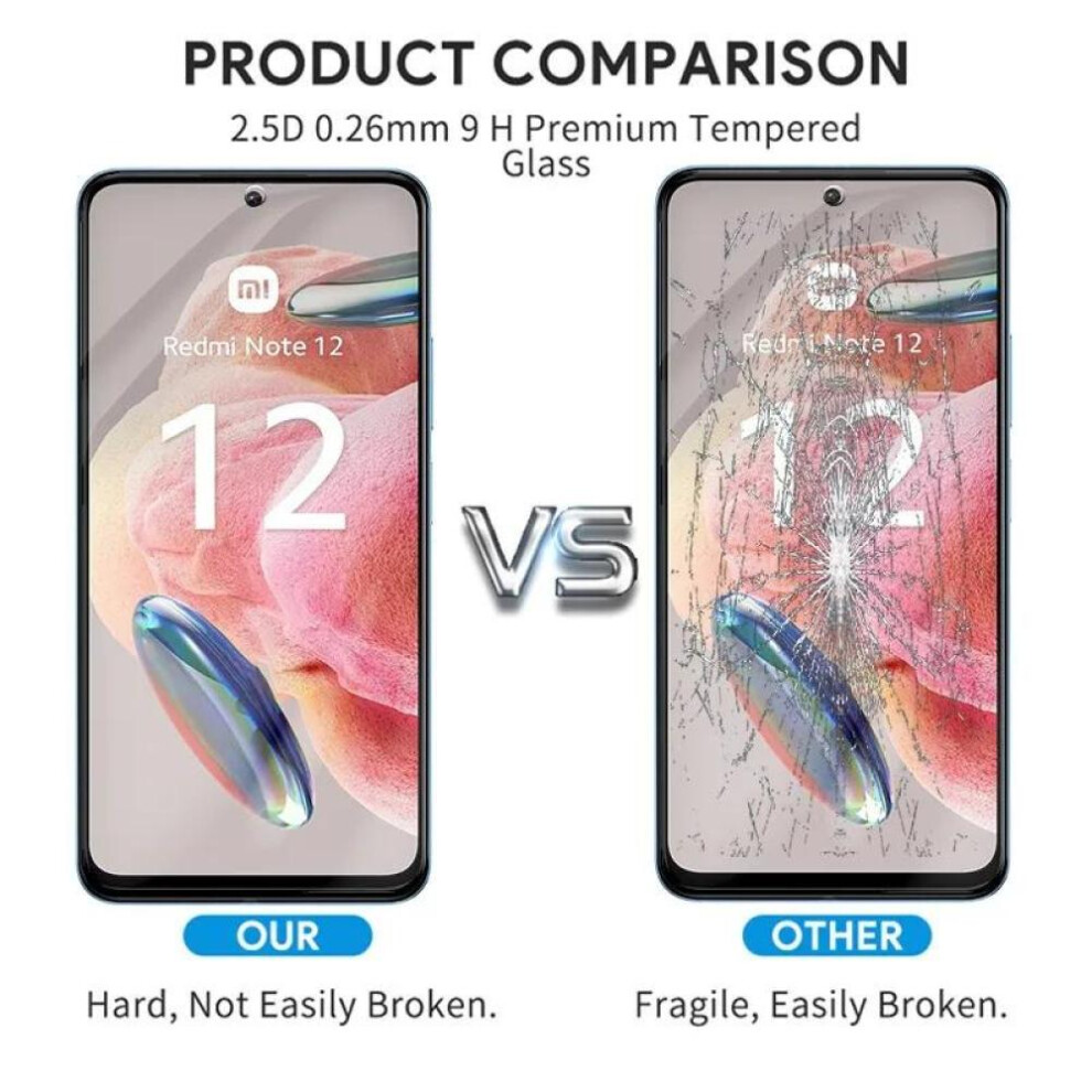 4PCS Protective Glass for Redmi Note 12 11 10 9 8 7 Pro Plus 5G Screen Protector for Redmi 9A 10C Note 11S 10S 9T 8T 11T 10T