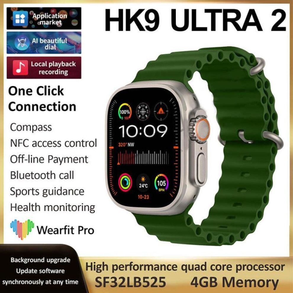 (Green) Hk9 Ultra 2 Amoled 4gb Nfc Smartwatch