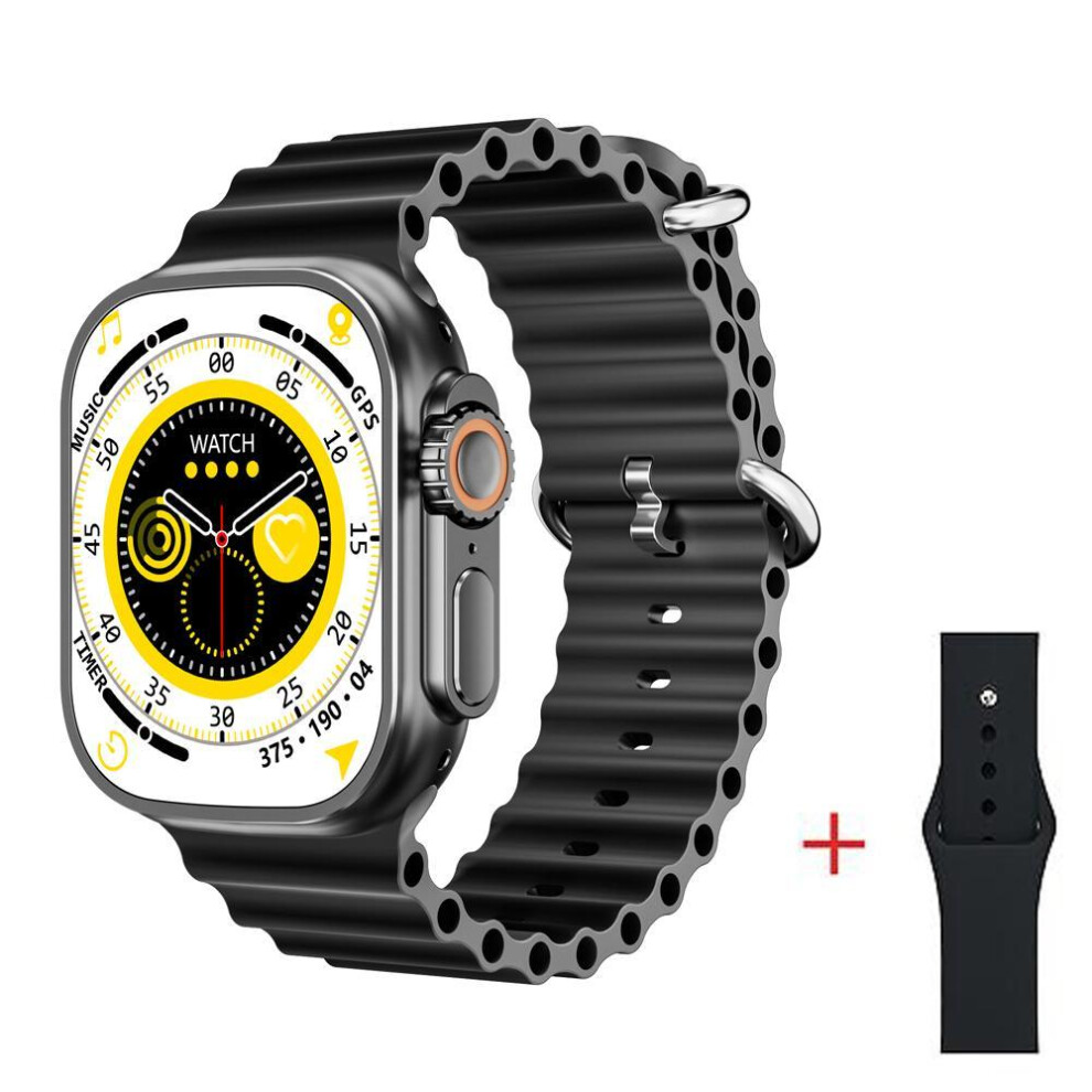 (Black) YurKem Ultra 8 2.2 Inch Smartwatch IWO Sports Men Wowen GPS Motion Tracking Heart Rate Wireless Charging Smart Watch For IOS Android