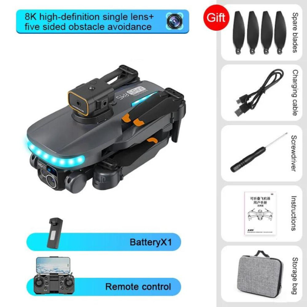 (Dual 4K 1B, Black) New P14 Mini Drone 8K 5G GPS Professional HD Aerial Photography ESC Dual Camera Obstacle Avoidance RC Foldable Quadcopter Aircraft Toy 5000M