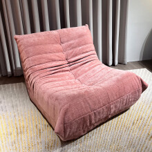 (Single seater, Pink) Togo sofa bean bag chair Fireside chair adult lazy floor sofa, ergonomic high-density foam floor chair, 1/2/3 seater free combination